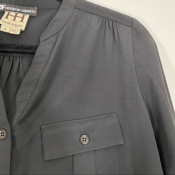 Haute Hippie Popover Silk Tunic Dress Womens Small Black - Picture 4 of 6